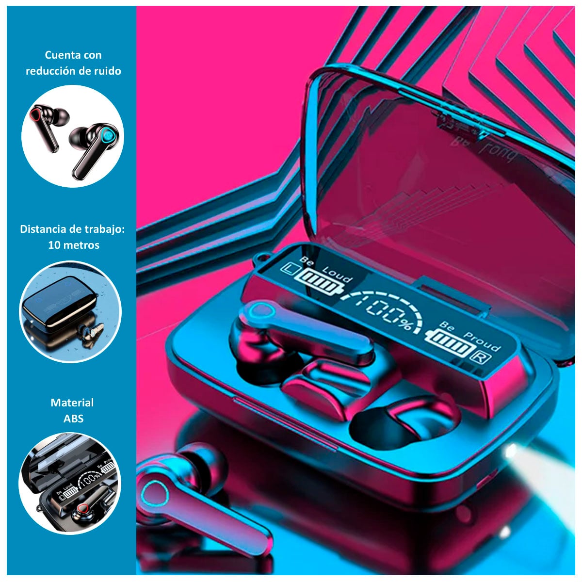 AUDÍFONOS INALÁMBRICOS M19 LED CON BLUETOOTH 5.0 - 2