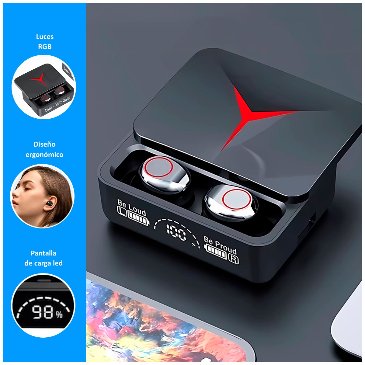 AUDÍFONOS INALÁMBRICOS M90 PRO CON BLUETOOTH 5.3 - 2