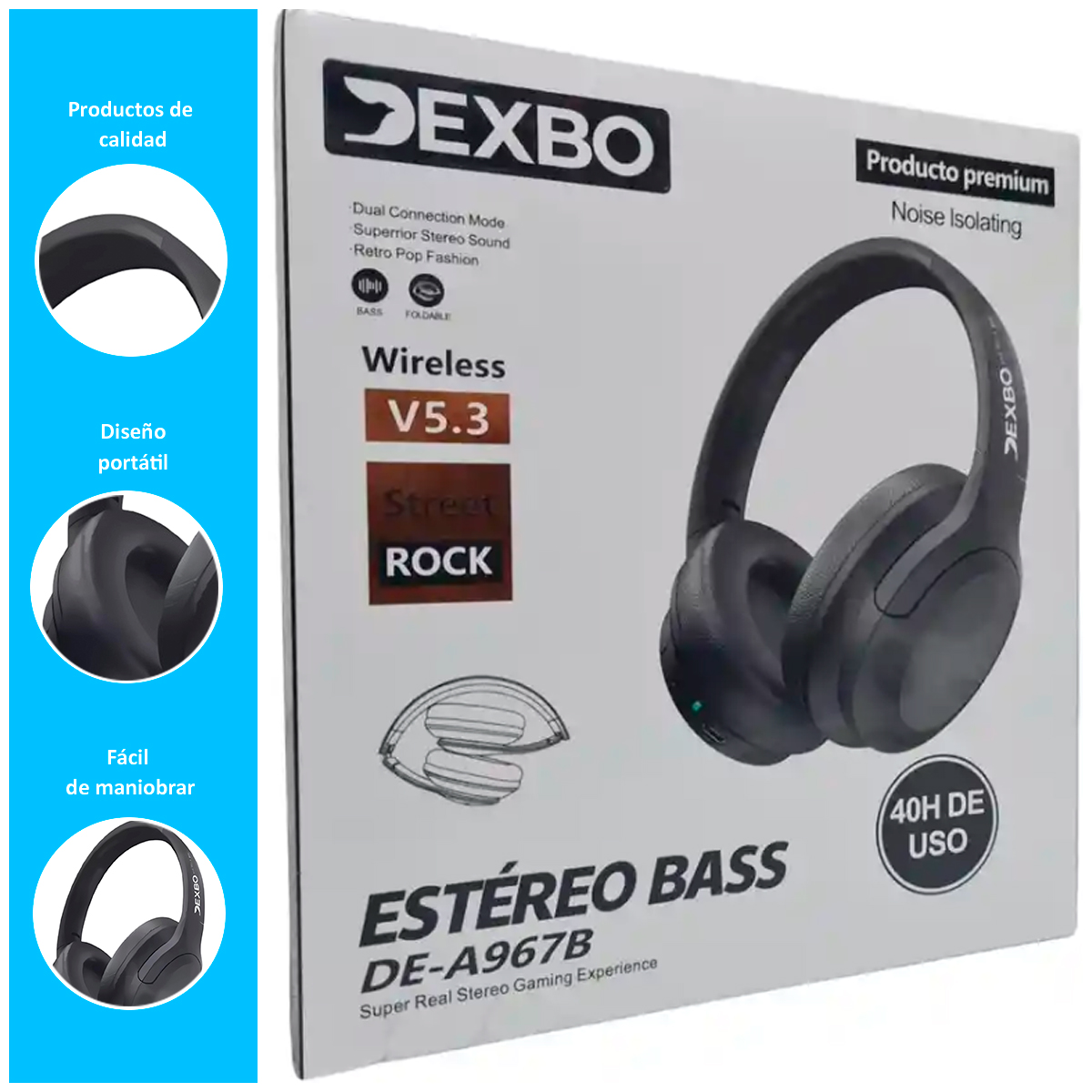 AUDÍFONO BLUETOOTH DEXBO - 2