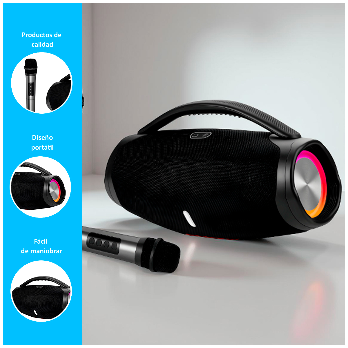 PARLANTE PORTÁTIL BLUETOOTH CON MICRÓFONOS FX VIBRANCE - 2