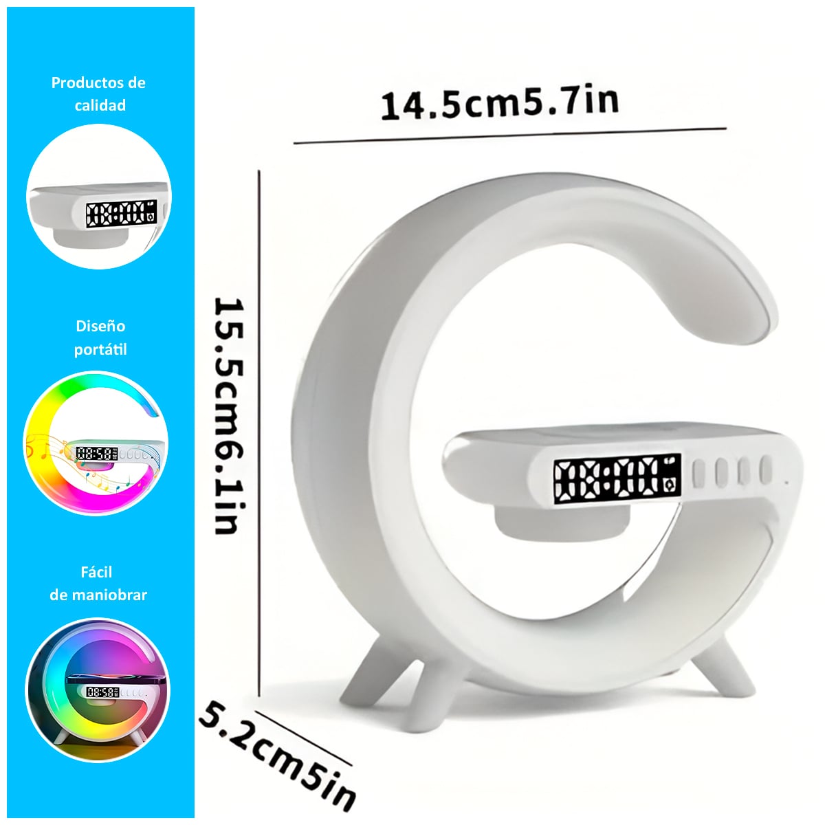 PARLANTE PORTÁTIL BLUETOOTH RGB Y CARGADOR - 2