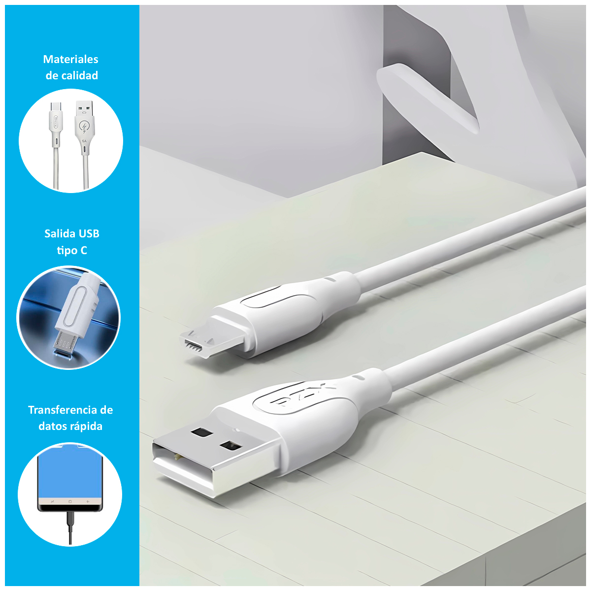 CABLE CARGA RÁPIDA X2 DE 66W CON ENTRADA USB-C DE 25CM - 2
