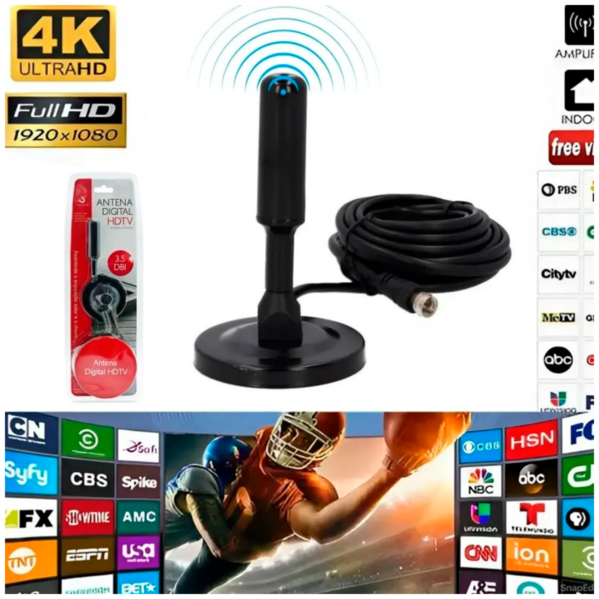 ANTENA DIGITAL PARA TV - HDTV INTERNA EXTERNA - 3