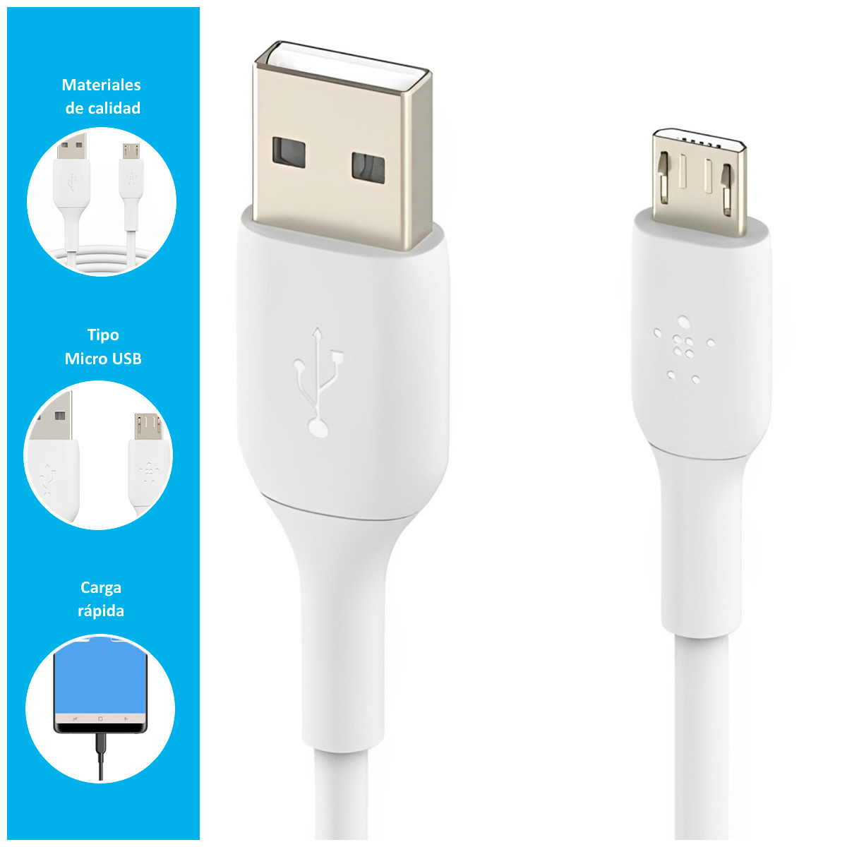 CABLE CON CARGA RÁPIDA DE 65W K10T TIPO MICROUSB DE 1M - 2