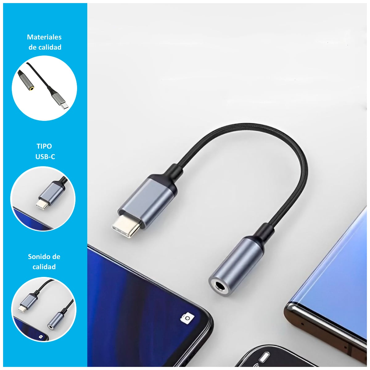CABLE BC-028T CON ADAPTADOR DE AUDIO A USB-C DE 35MM - 2