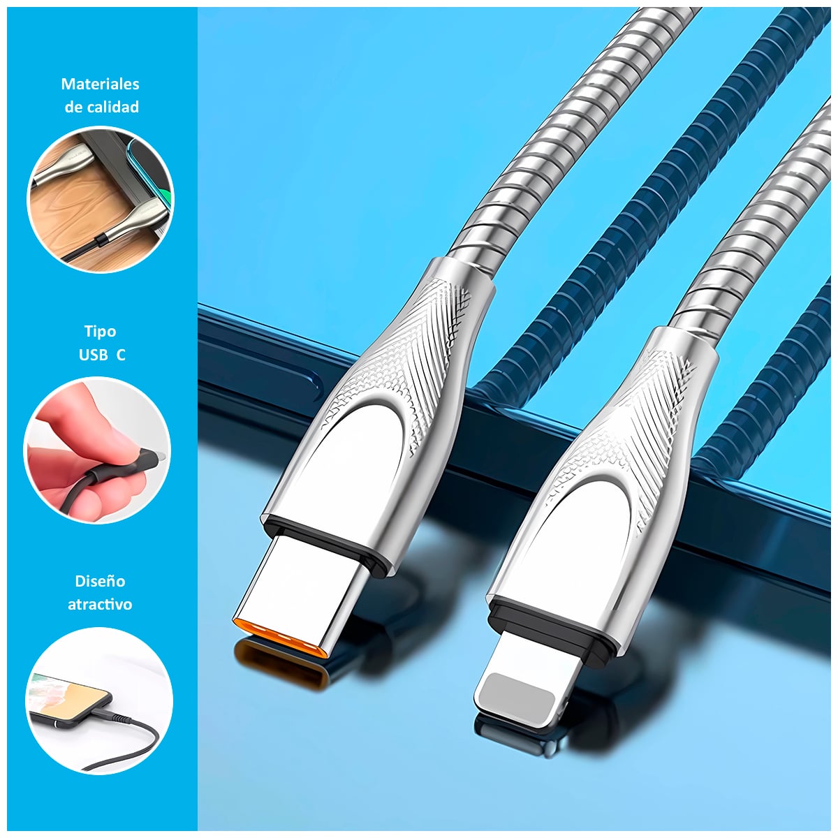 CABLE BC-017T CON ENTRADA USB-C A USB-C DE 120CM - 2