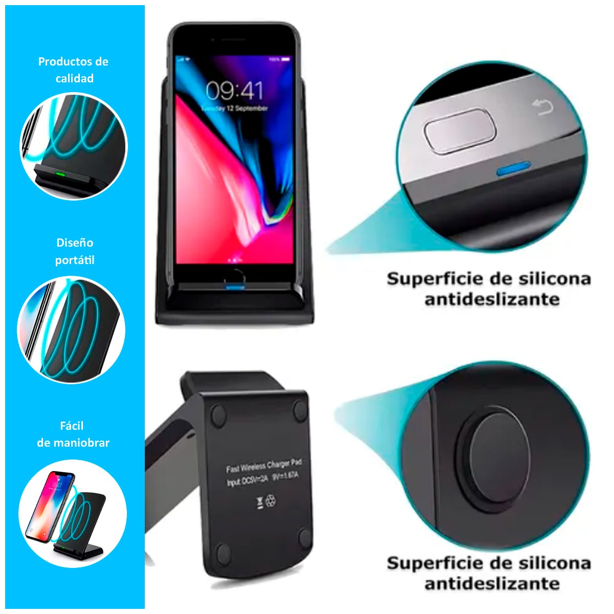 CARGADOR INALAMBRICO CON SOPORTE PARA CELULAR - 2