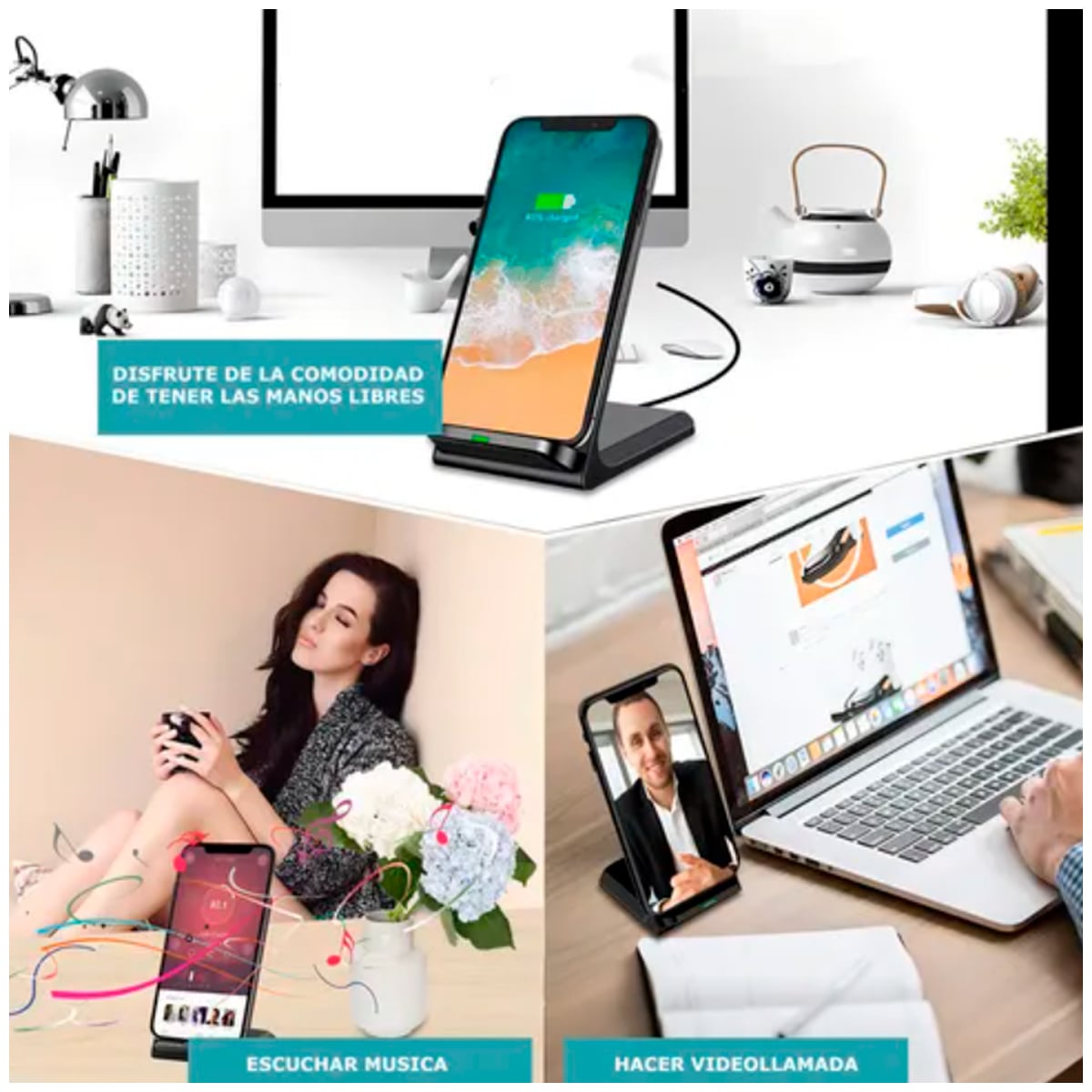 CARGADOR INALAMBRICO CON SOPORTE PARA CELULAR - 3