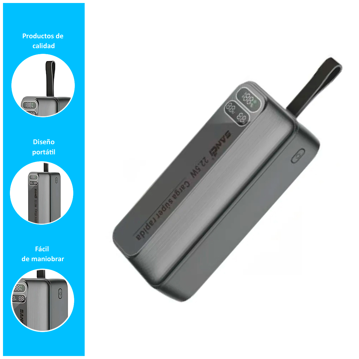 CARGADOR PORTÁTIL 50000MAH CON CABLES INTEGRADOS - 2
