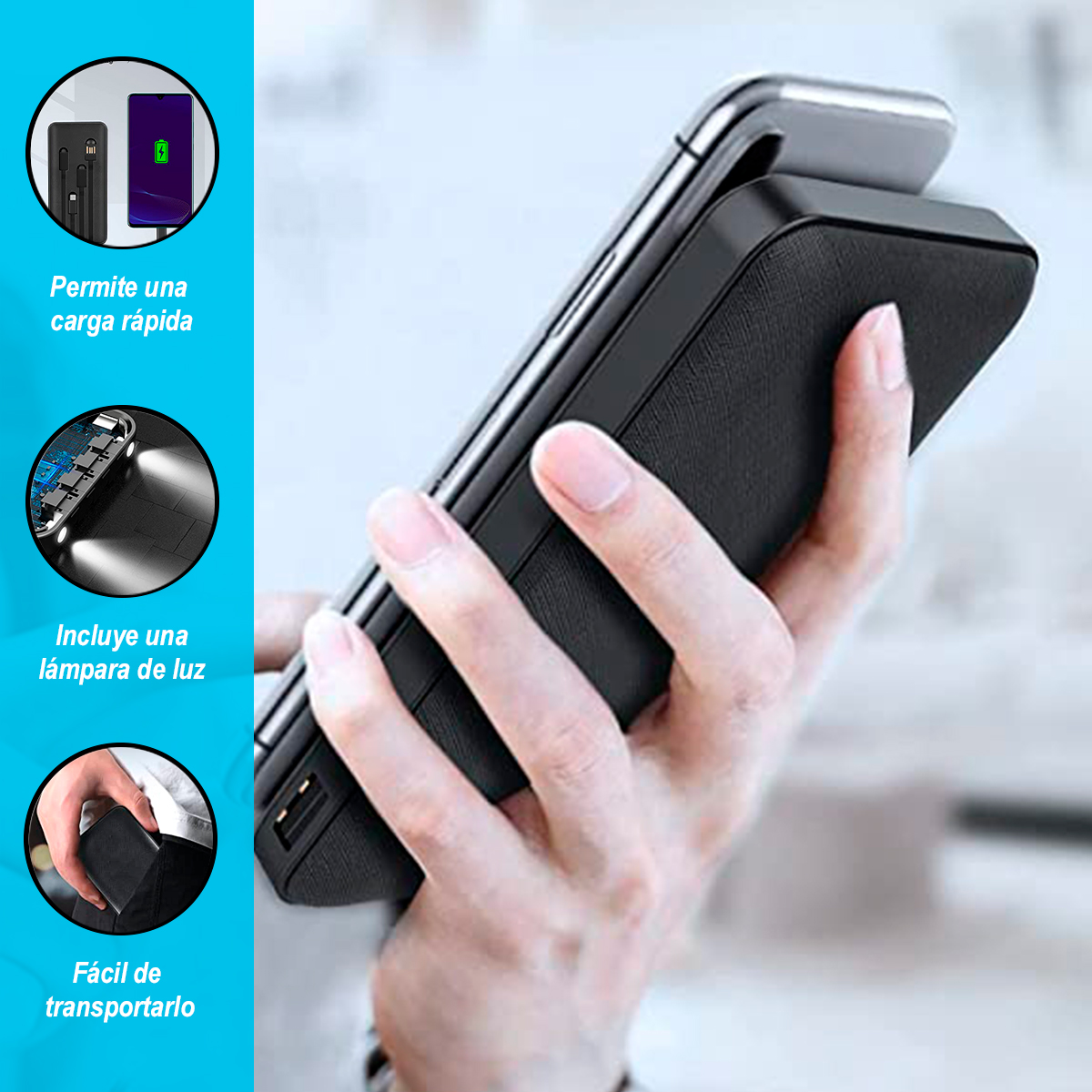CARGADOR PORTÁTIL MULTIENTRADAS FOXPHONE 10000 MAH - 3