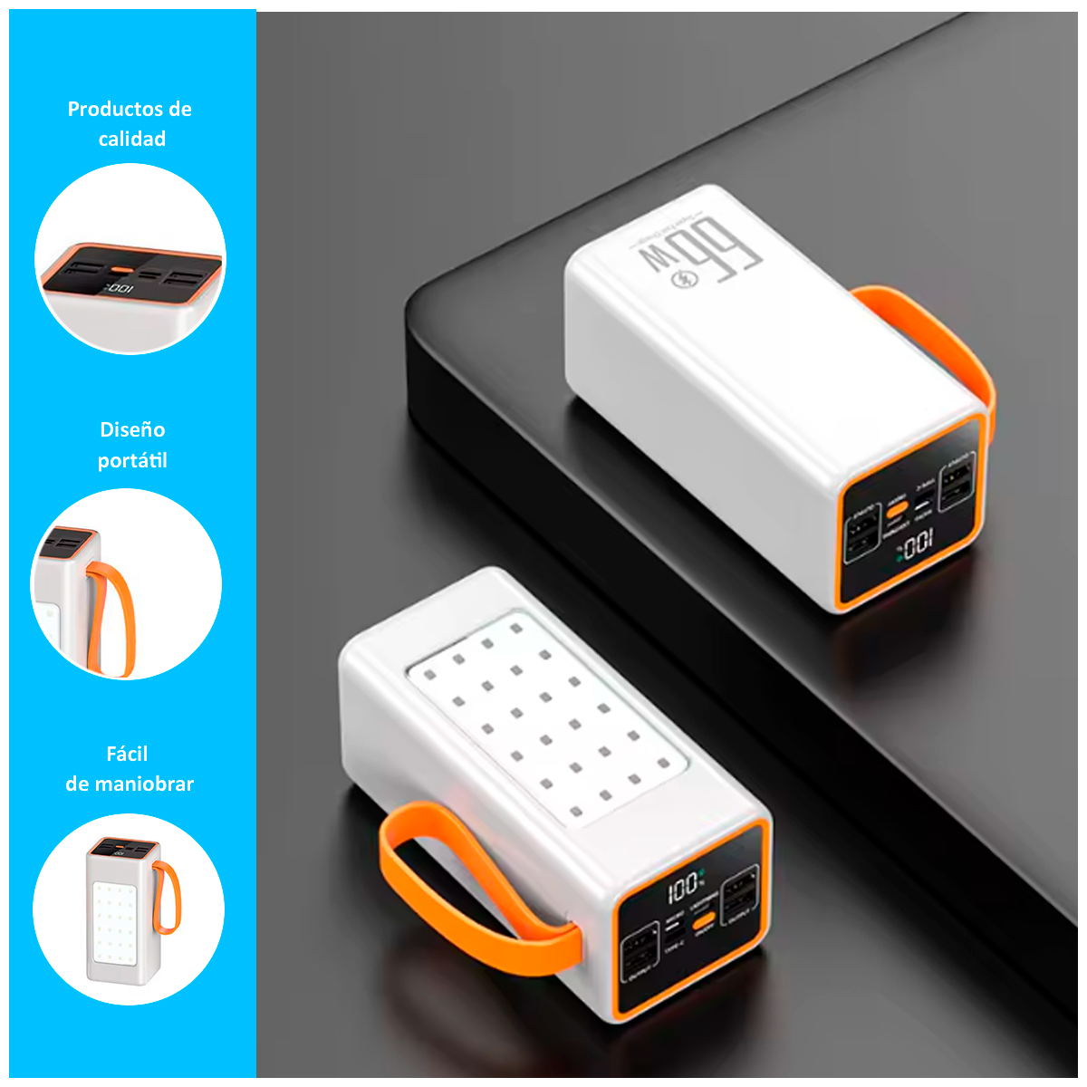 PAWER BANK SANCI 50000MAH CON LINTERNA LATERAL - 2
