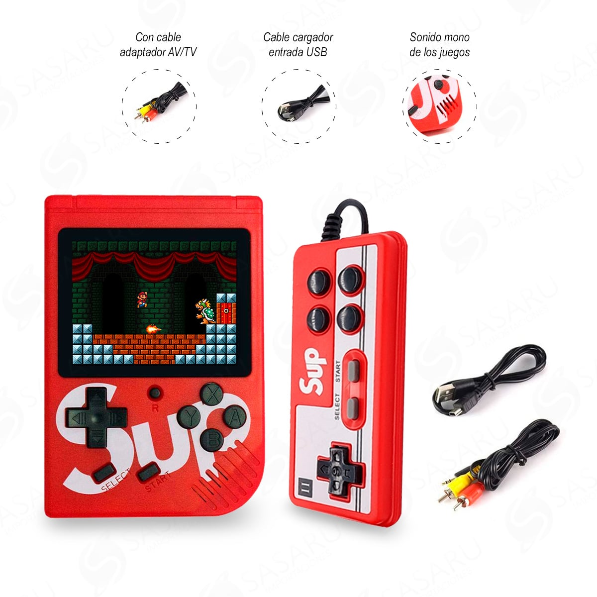MINI CONSOLA DE 400 VIDEOJUEGOS PORTÁTIL + MANDO PORTATIL - 2