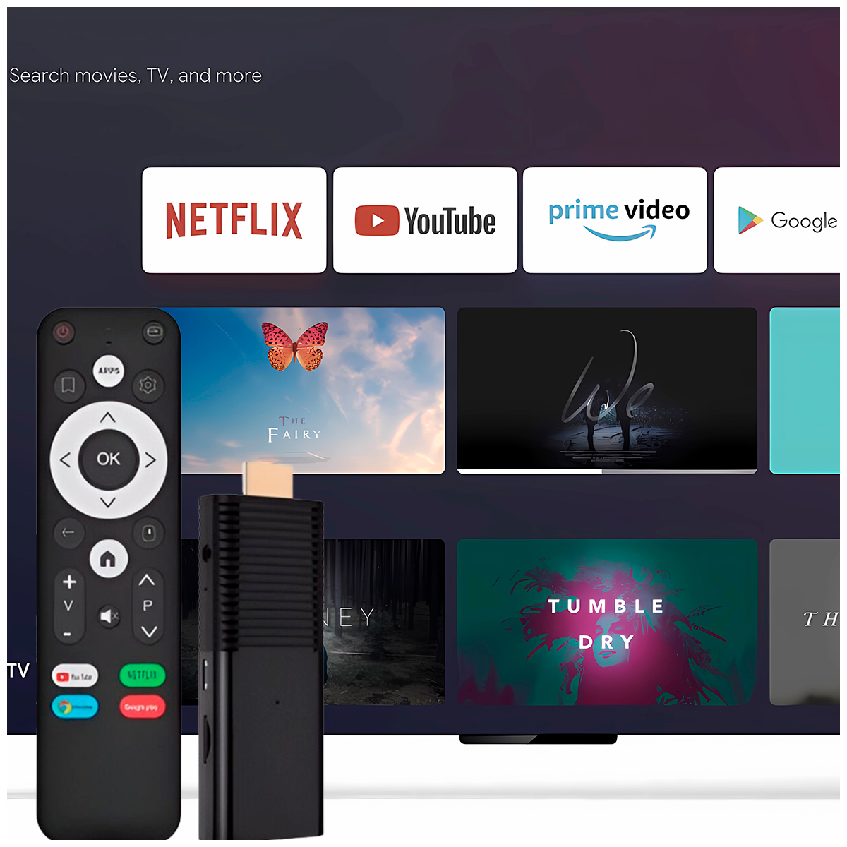 SMART TV STICK 4K ANDROID CON WIFI Y ASISTENTE DE VOZ CONVIERTE TU TV EN SMART - 3