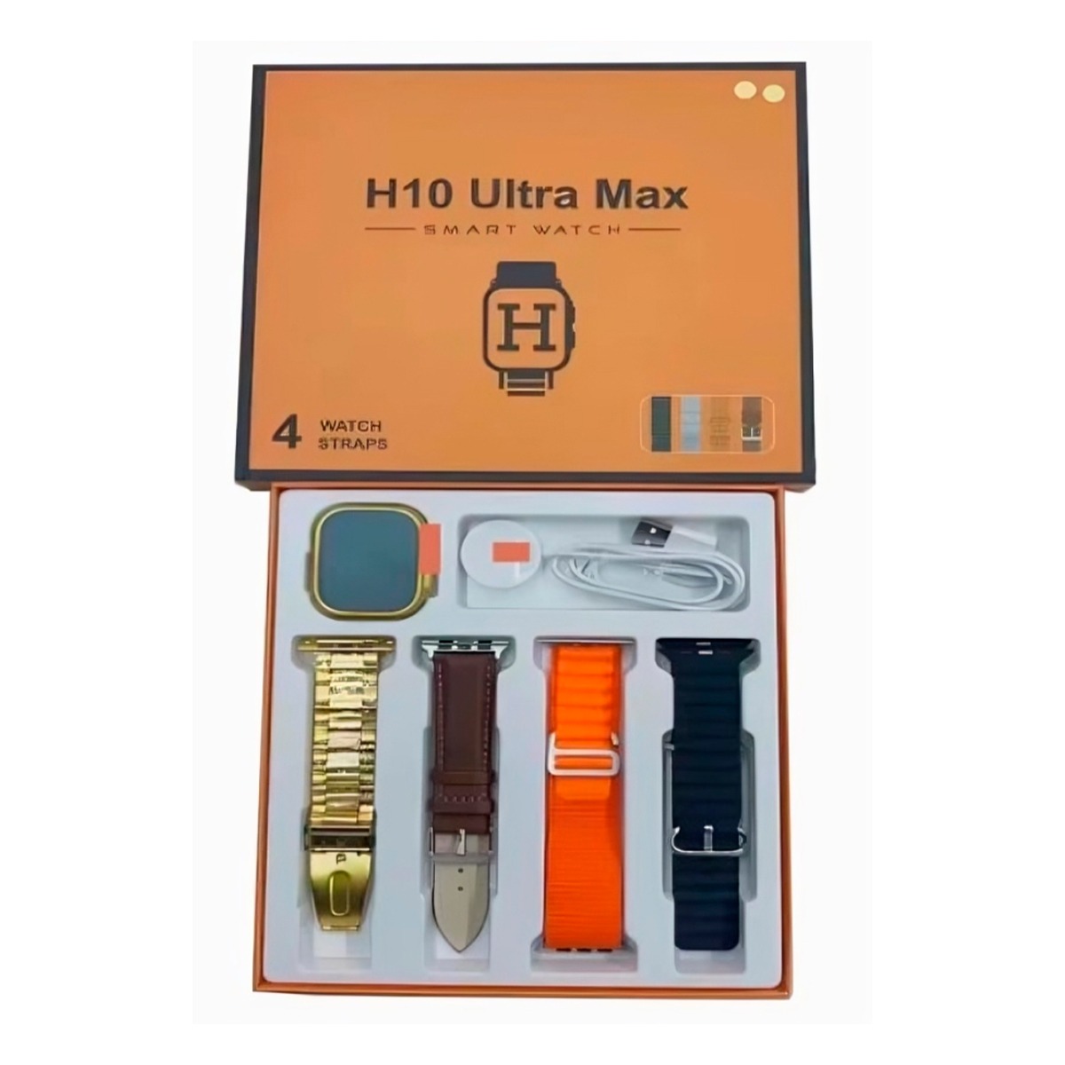 SMARTWATCH H10 ULTRA MAX CON CARGADOR INALÁMBRICO Y 4 CORREAS - 1