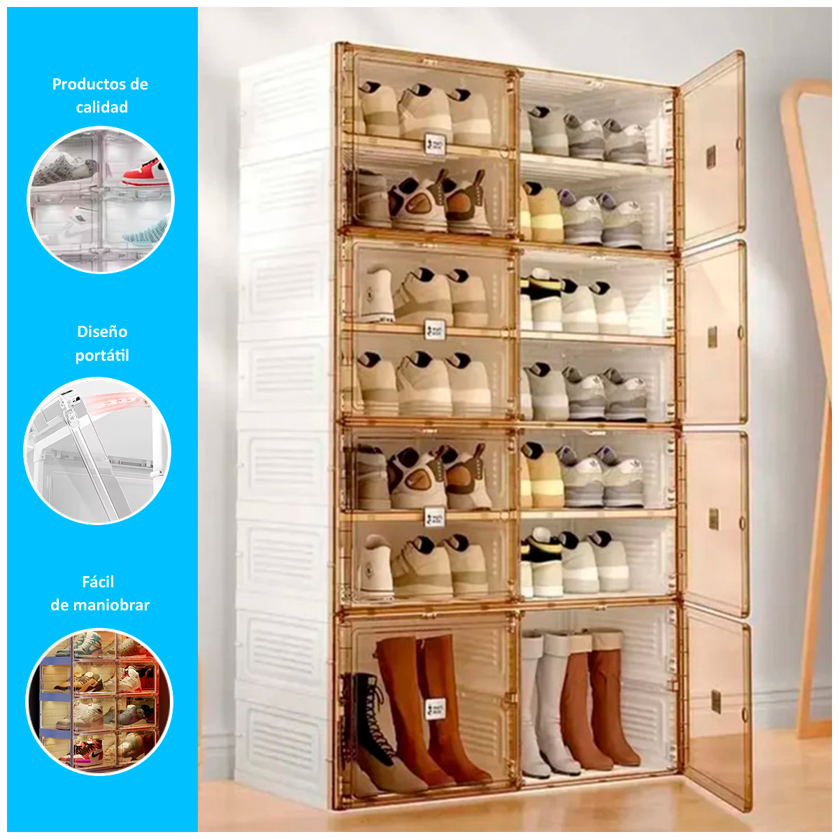 ZAPATERO PLEGABLE PREMIUM 6+1 PISOS DE 138 CM - 2