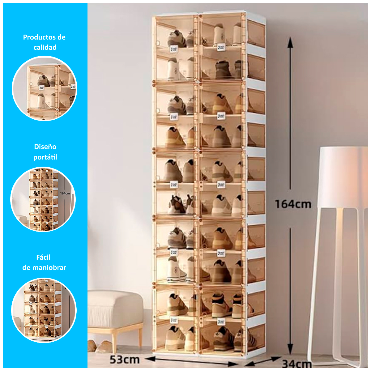 ZAPATERO PLEGABLE DE 164CM CON 10 PISOS DE 164CM - 2