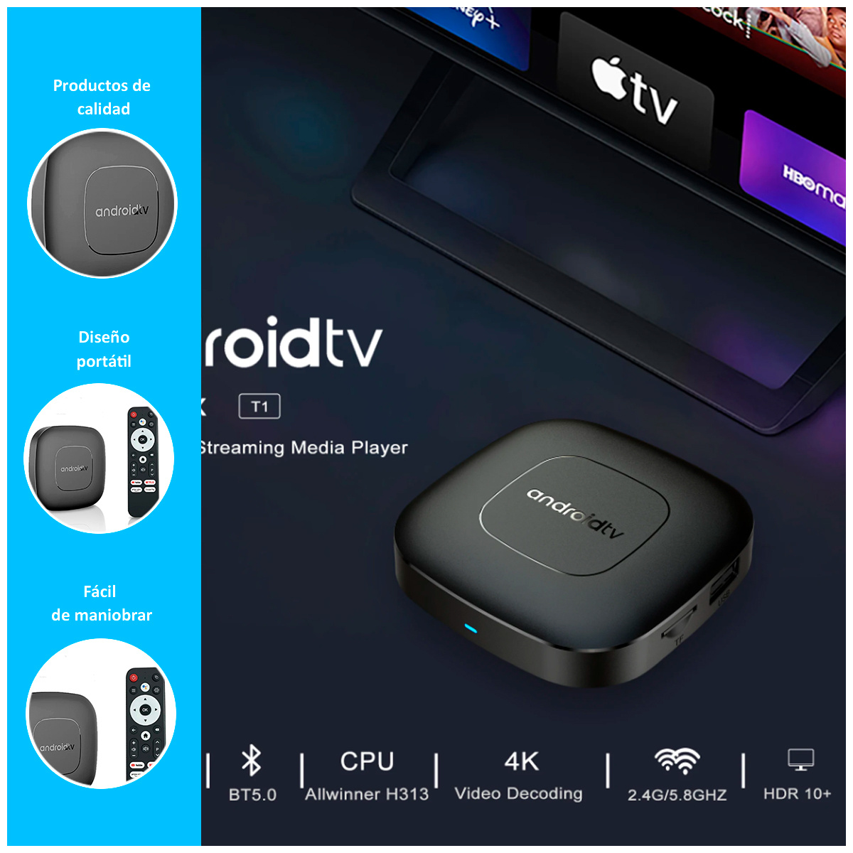 TV BOX MORTAL T1 COLOR | NEGRO - 2
