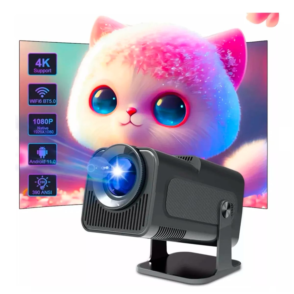 PROYECTOR HY320 MINI SMART 4K ANDROID11 WIFI BLUETOOTH - 3
