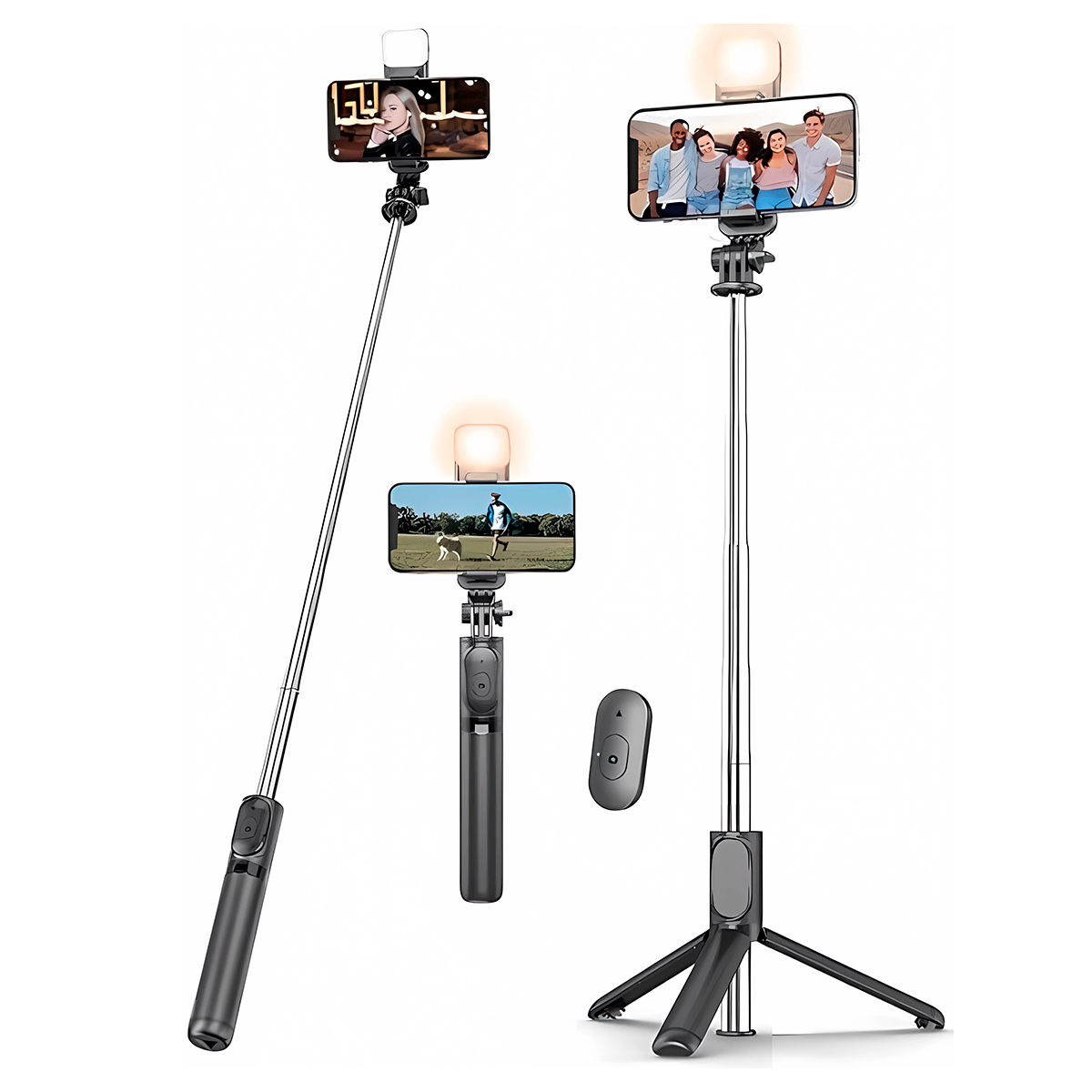 PALO SELFIE CON TRÍPODE EXTENSIBLE + FOCO - 1