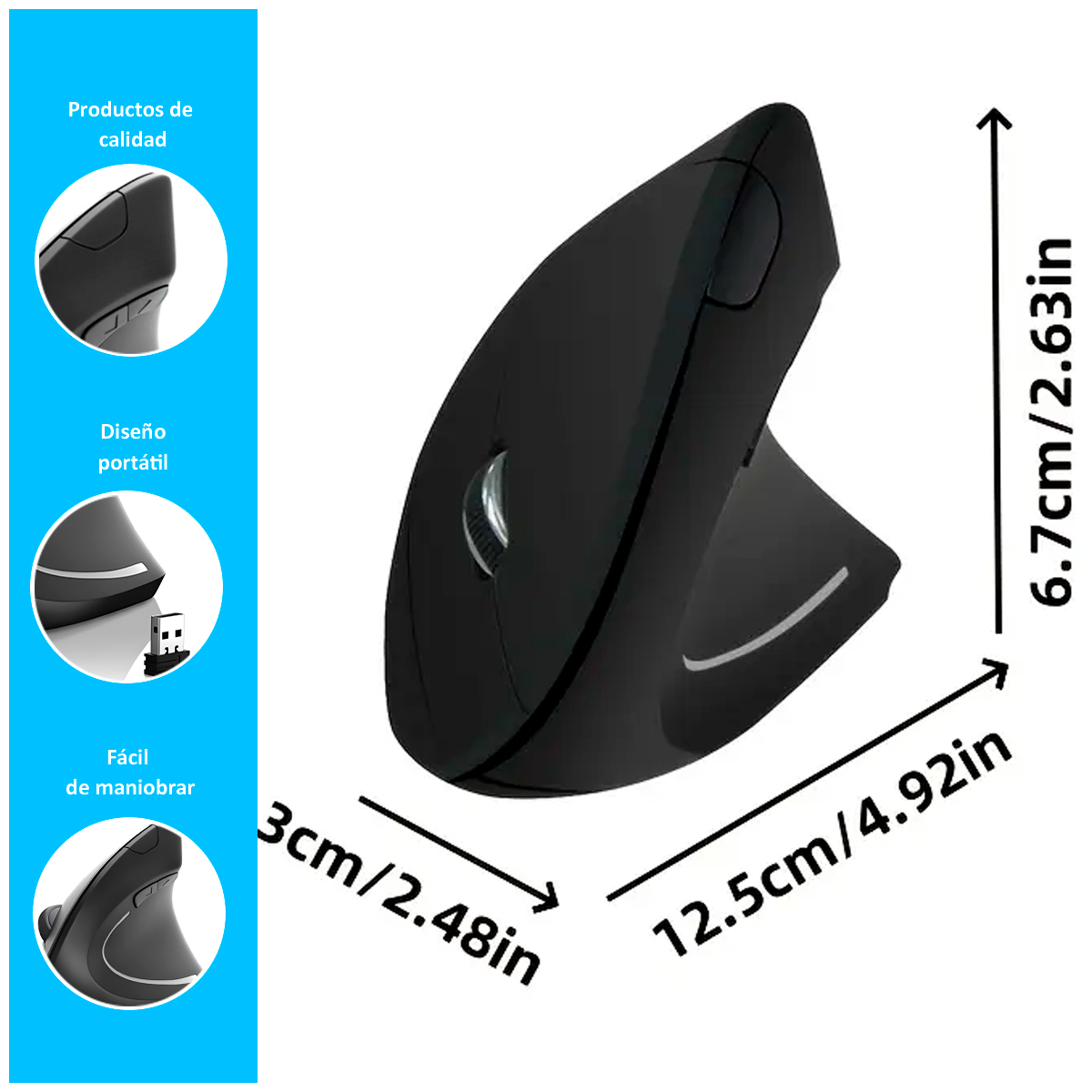 MOUSE VERTICAL INALÁMBRICO ERGONÓMICO USB - 2