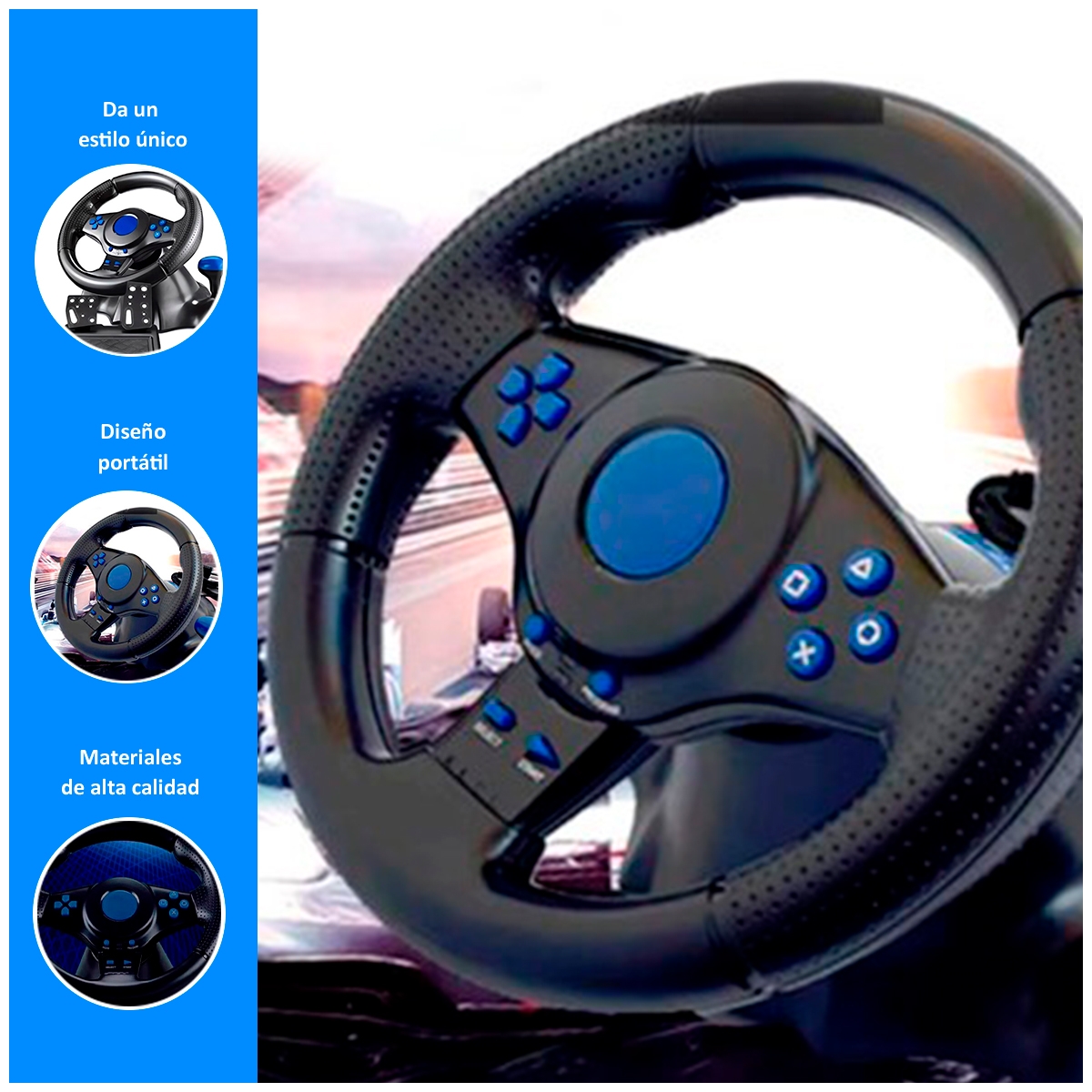 VOLANTE GAMER GT-V7 RACING RUEDA 3 EN 1 - 2
