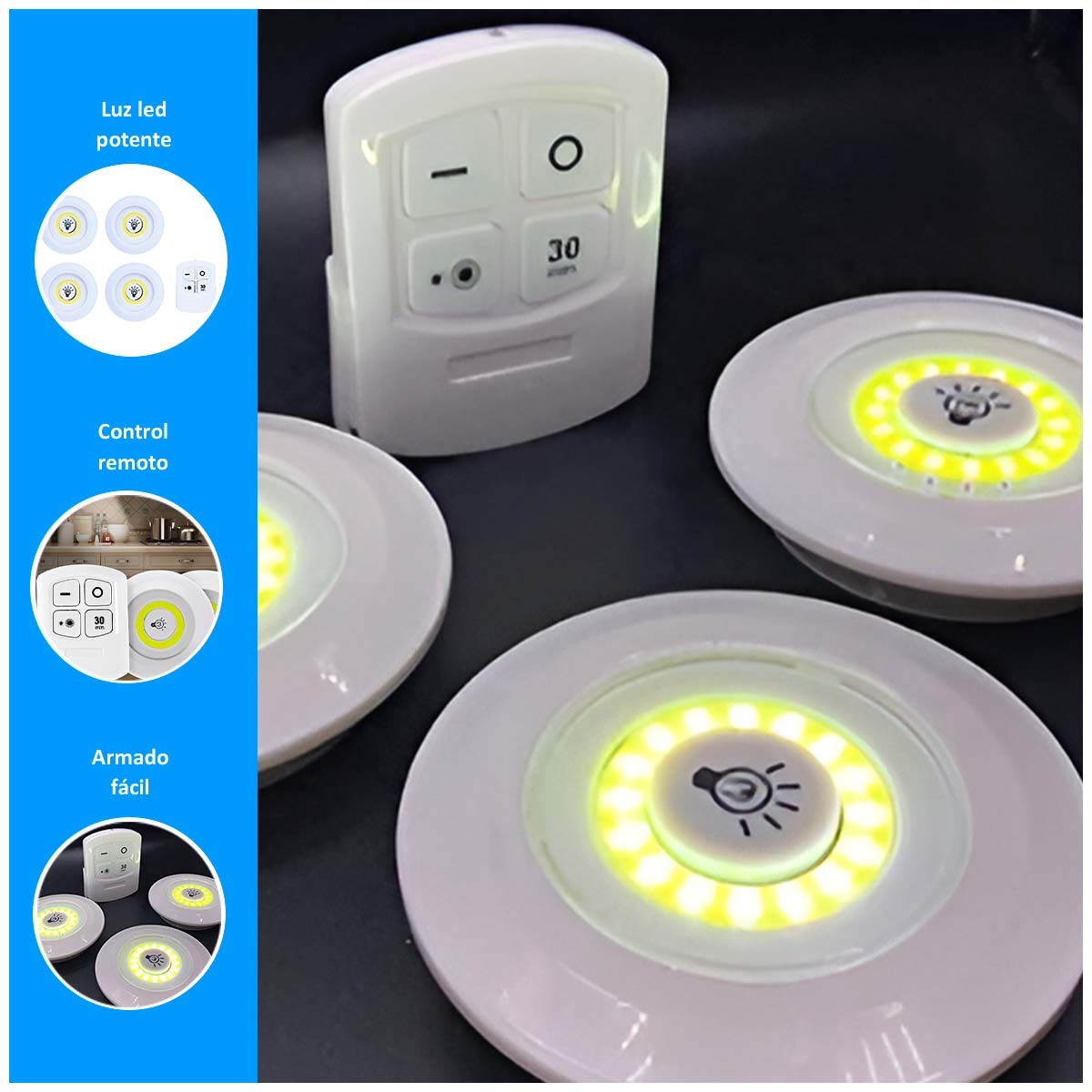 SET DE 3 LUCES LED CON CONTROL REMOTO INALÁMBRICO - 2