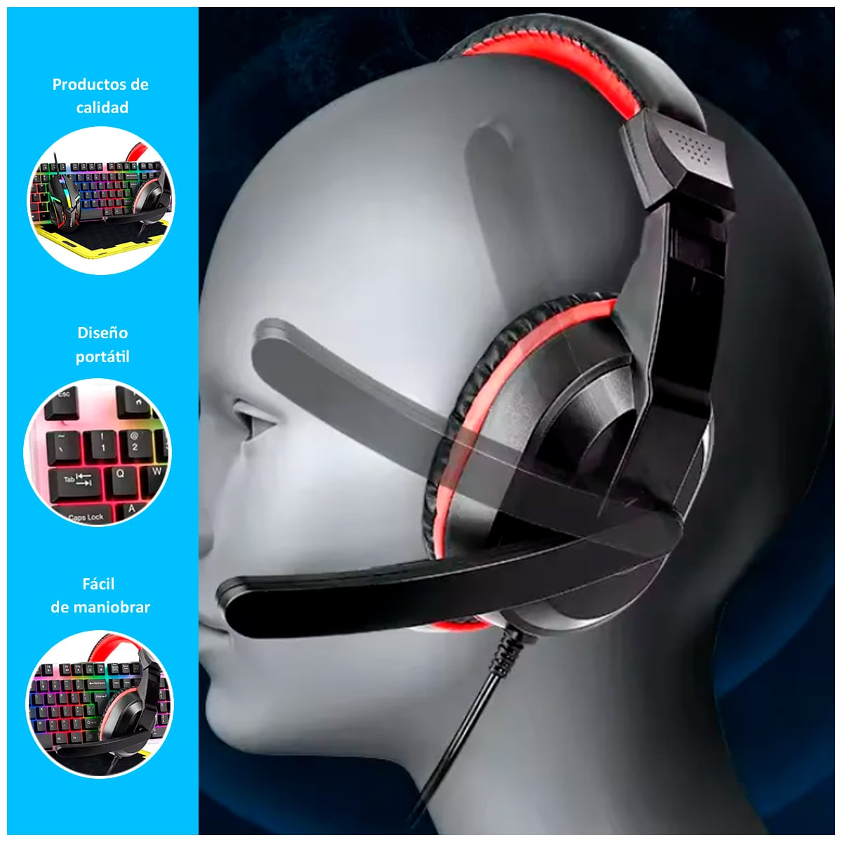 KIT GAMER 4 EN 1 DISEÑO RGB - 2
