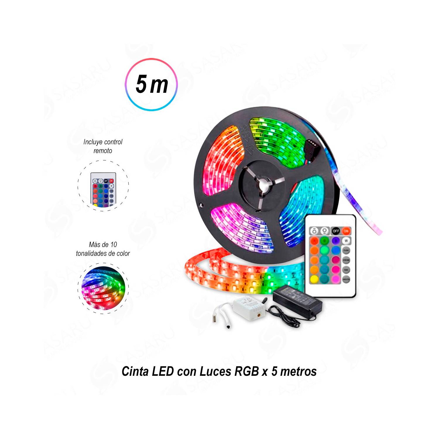 CINTA LED RGB 5M CON CONTROL REMOTO - 1