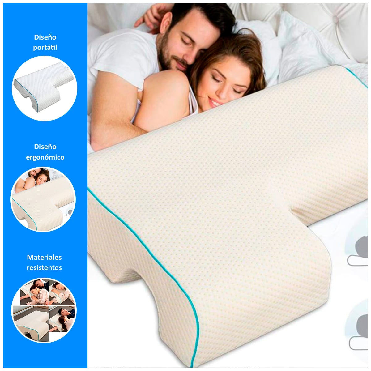 ALMOHADA DE ESPUMA CERVICAL ERGONÓMICA PARA DORMIR EN PAREJAS - 2