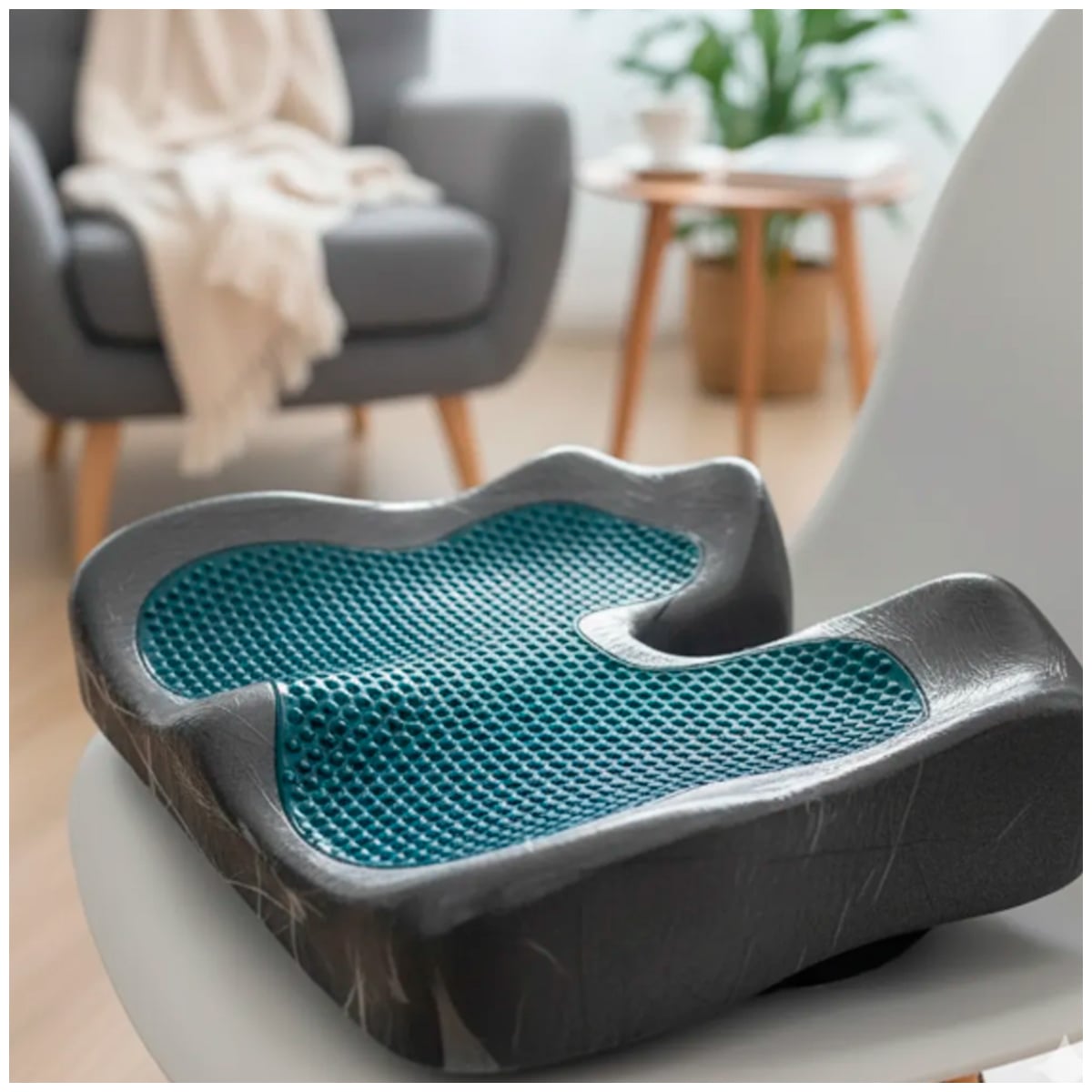 COJÍN DE ASIENTO CARBONO ACTIVADO VISCOELÁSTICO CON GEL FRIO Y MALLA - 3