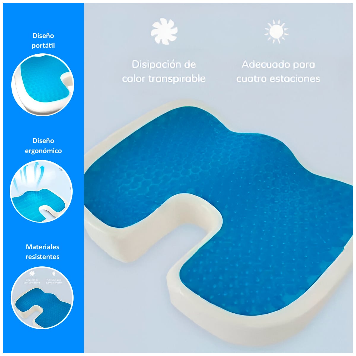 COJÍN DE GEL VISCOELÁSTICO PARA ASIENTOS ORTOPÉDICOS - 2