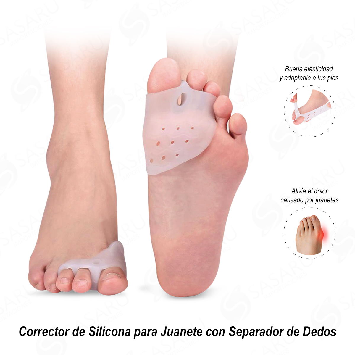CORRECTOR DE SILICONA PARA JUANETE CON SEPARADOR DE DEDOS - 1