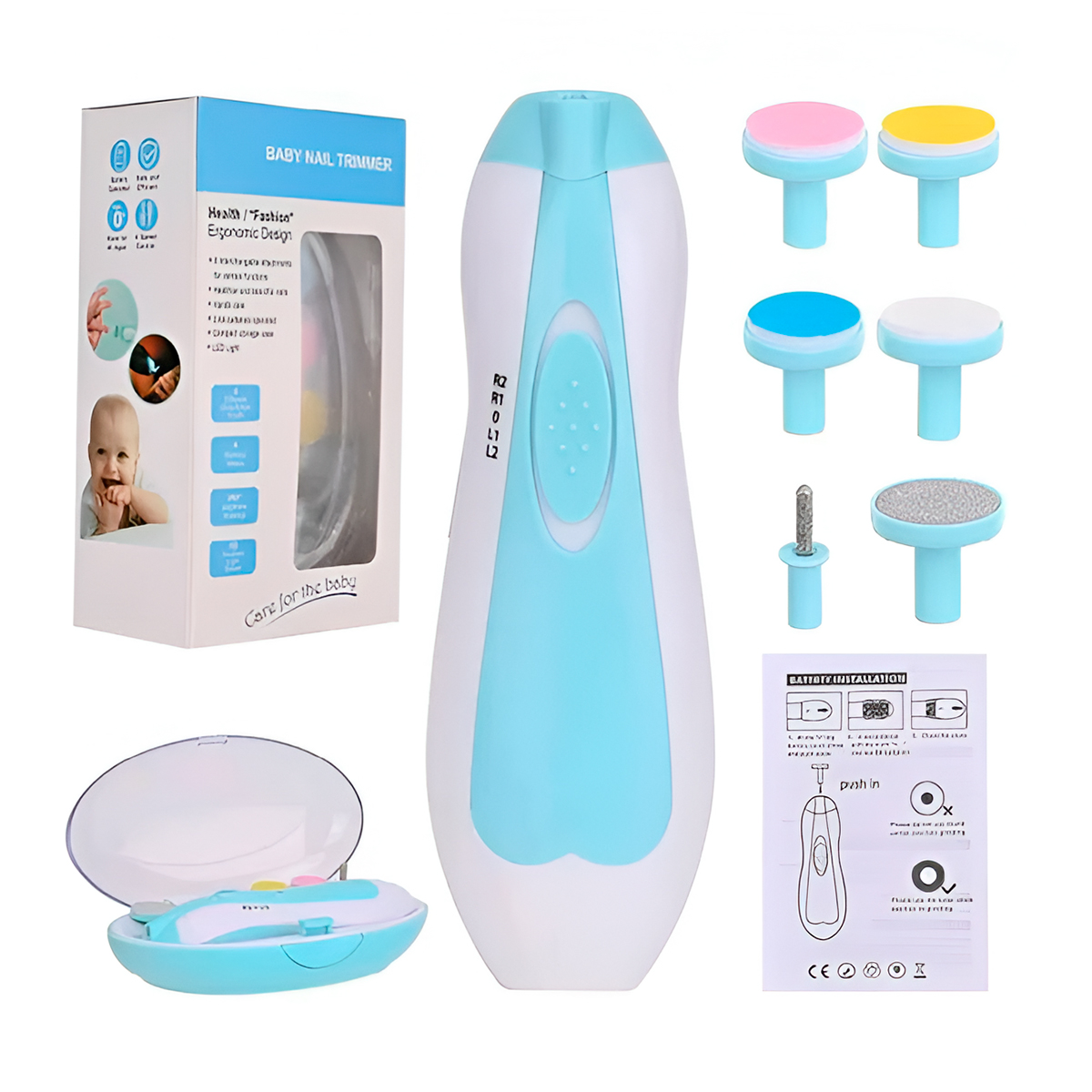 CORTA UÑAS PULIDOR ELECTRICO BEBE MANICURE PEDICURE VERDE - 1