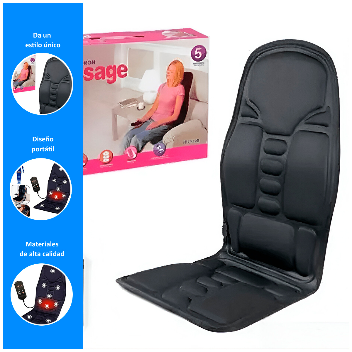 ASIENTO MASAJEADOR DE ALMOFADA ELÉCTRICO CON 220V-12W - 2