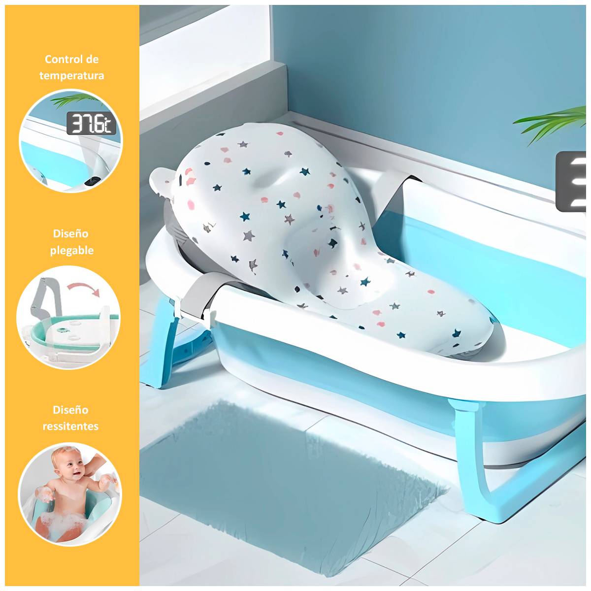BAÑERA PARA BEBES CON MEDIDOR DE TEMPERATURA - 2
