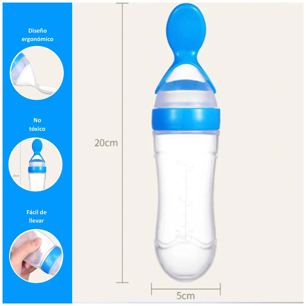 BIBERÓN CUCHARA SILICONA BEBE DE 90ML - 2