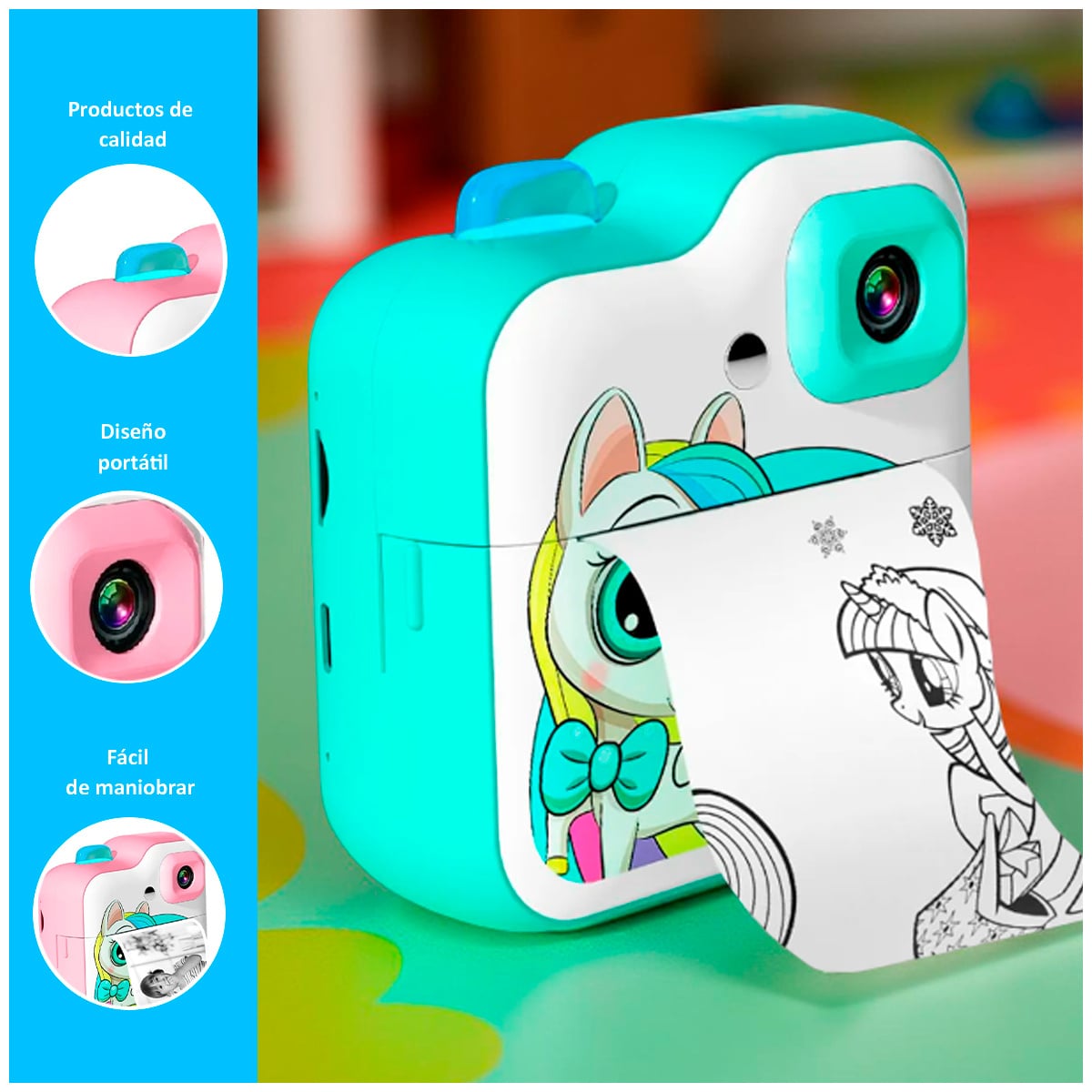 CÁMARA DIGITAL INFANTIL DISEÑO UNICORNIO CON 3 ROLLOS - 2