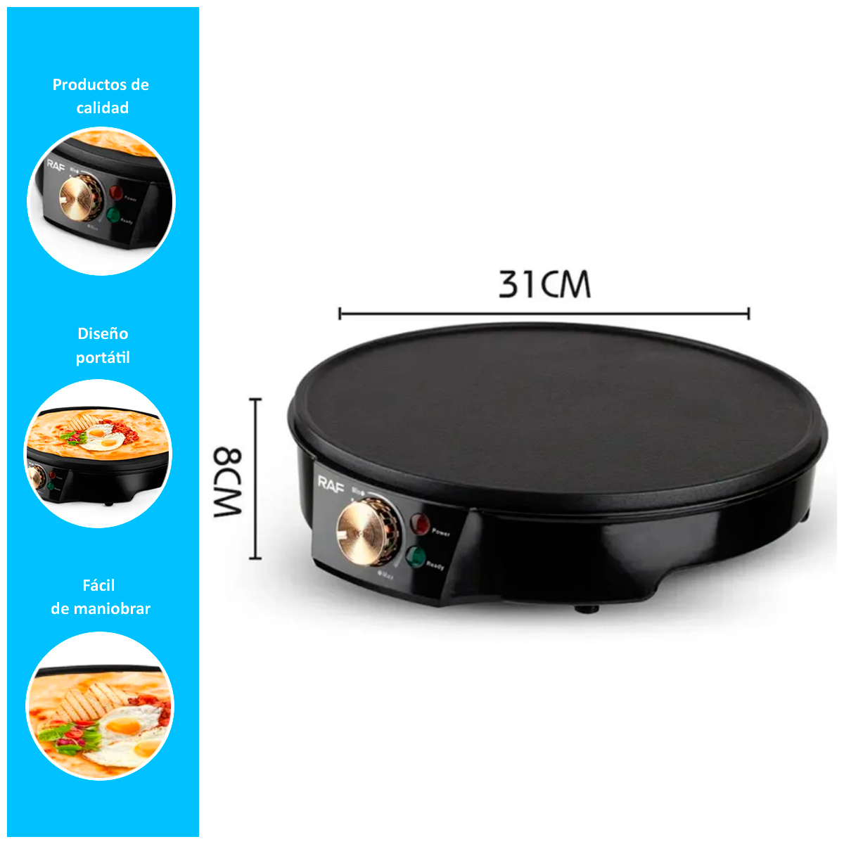 CREPERA 1200W PLANCHA PANQUEQUES ANTIADHERENTE - 2