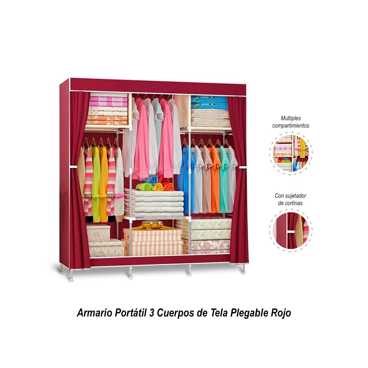 ARMARIO PORTÁTIL 3 CUERPOS DE TELA PLEGABLE - 1
