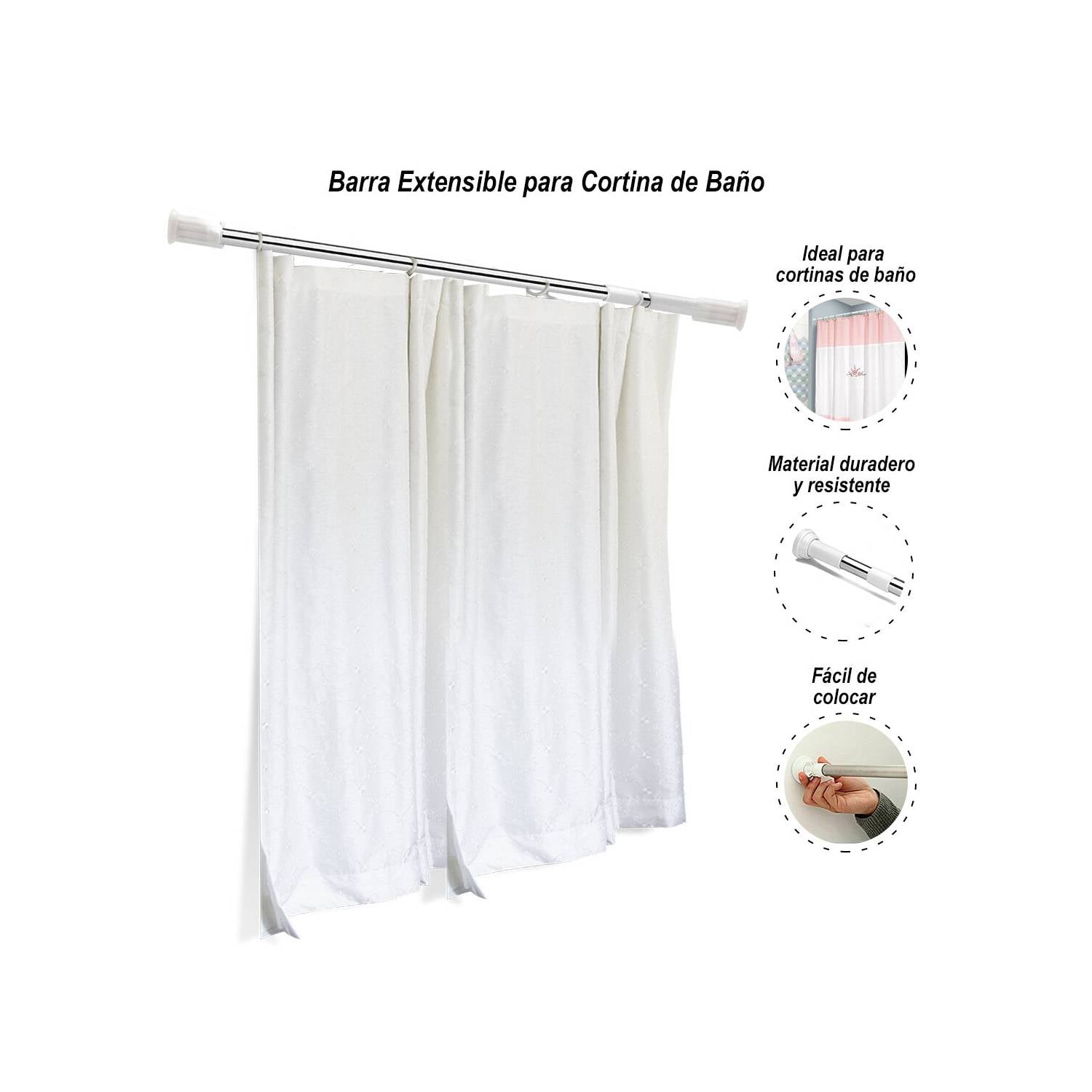 BARRA EXTENSIBLE 200CM PARA CORTINA DE BAÑO - 1