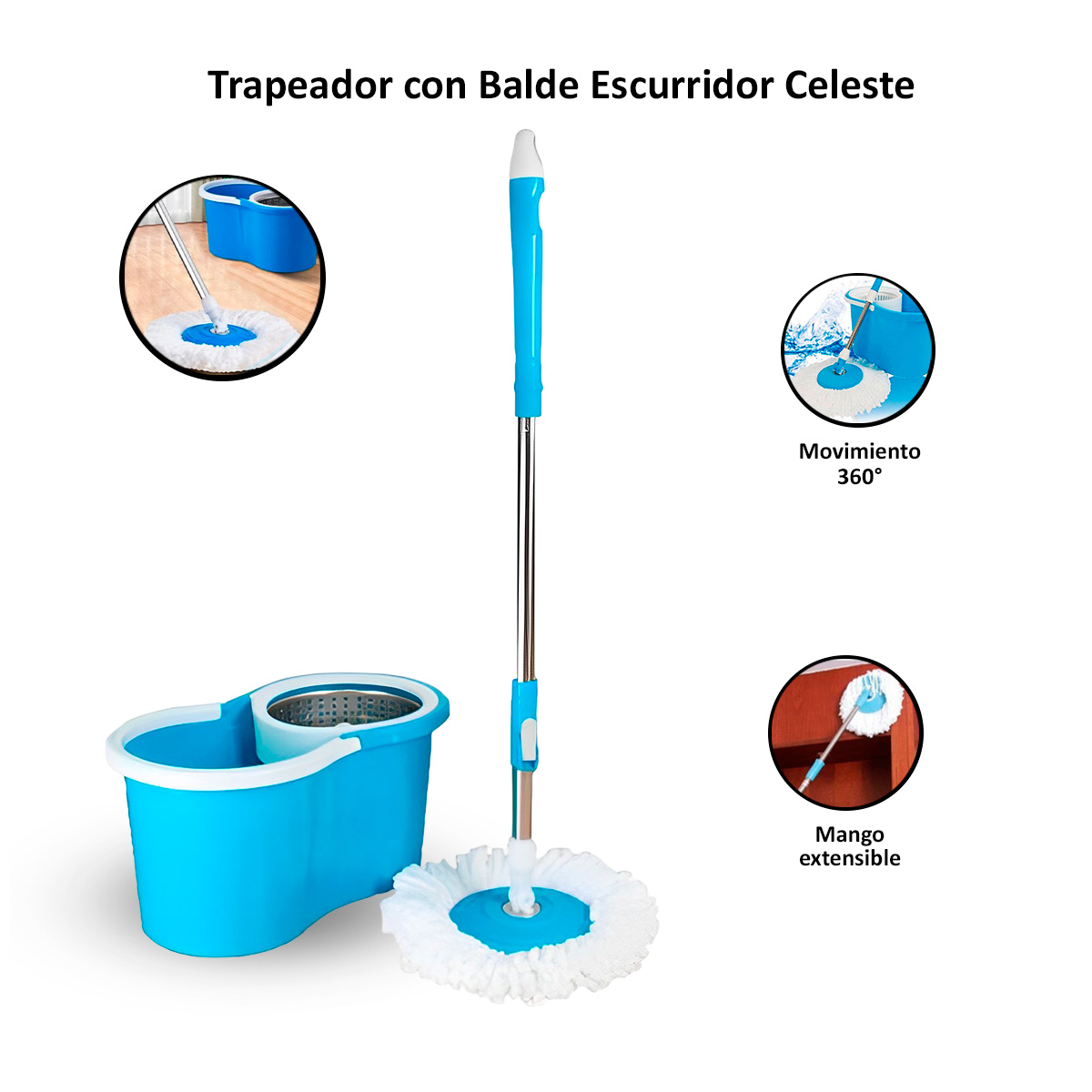 TRAPEADOR CON BALDE ESCURRIDOR GIRATORIO - 1