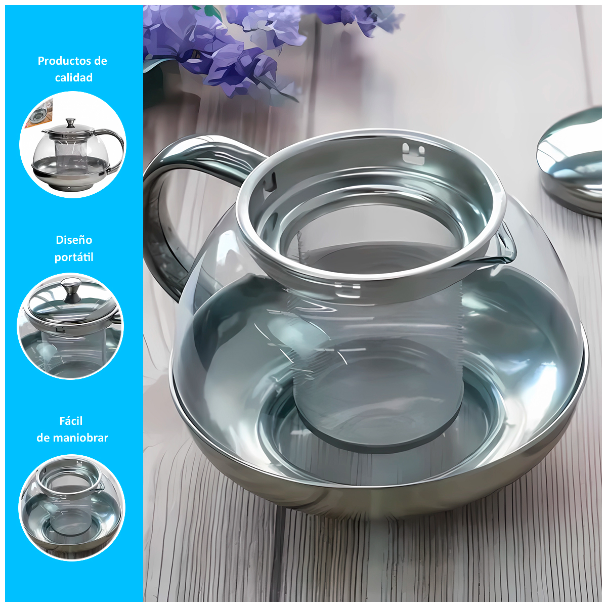 TETERA DE VIDRIO PARA CAFÉ Y TÉ - 2