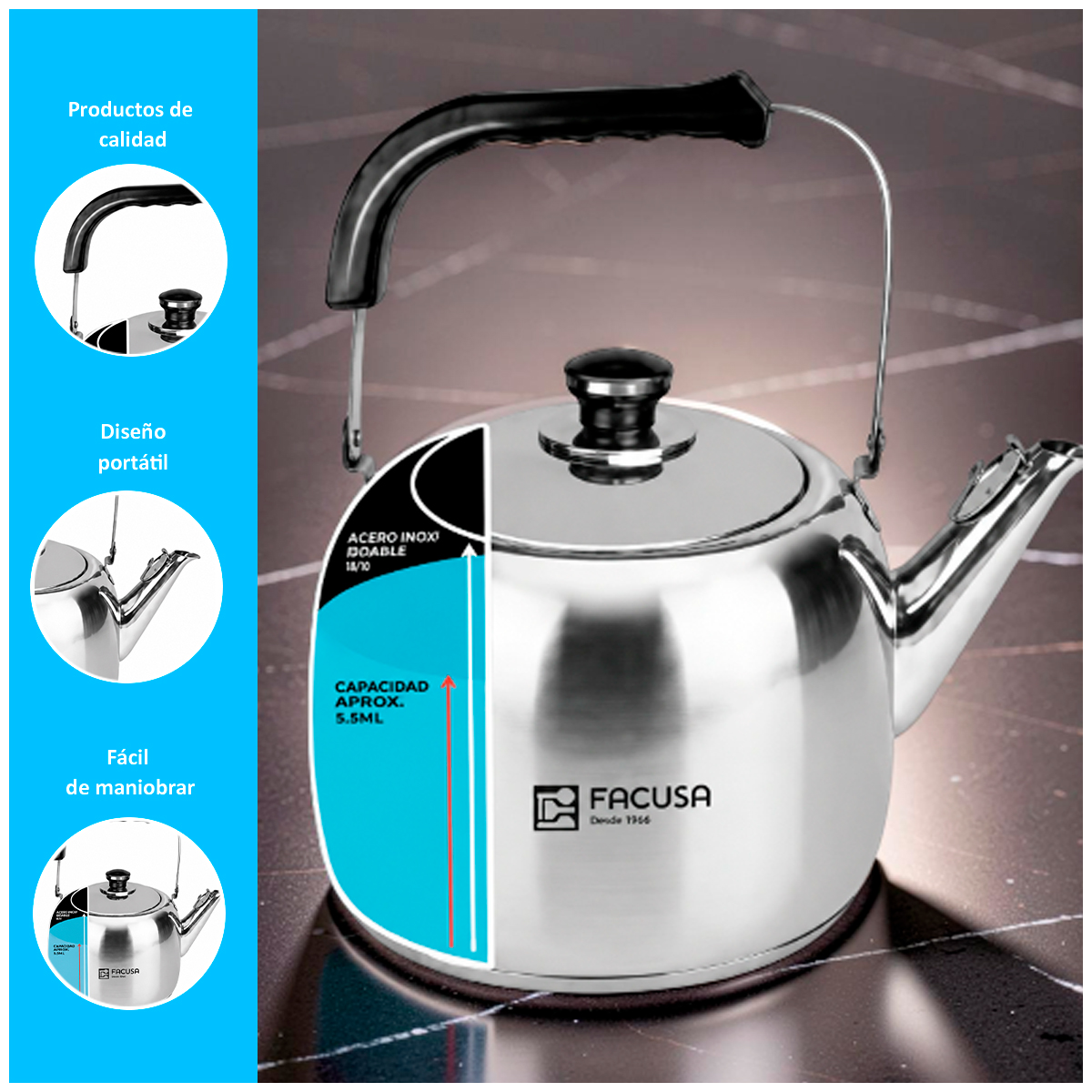 TETERA DE ACERO INOXIDABLE DE 5LTS - 2