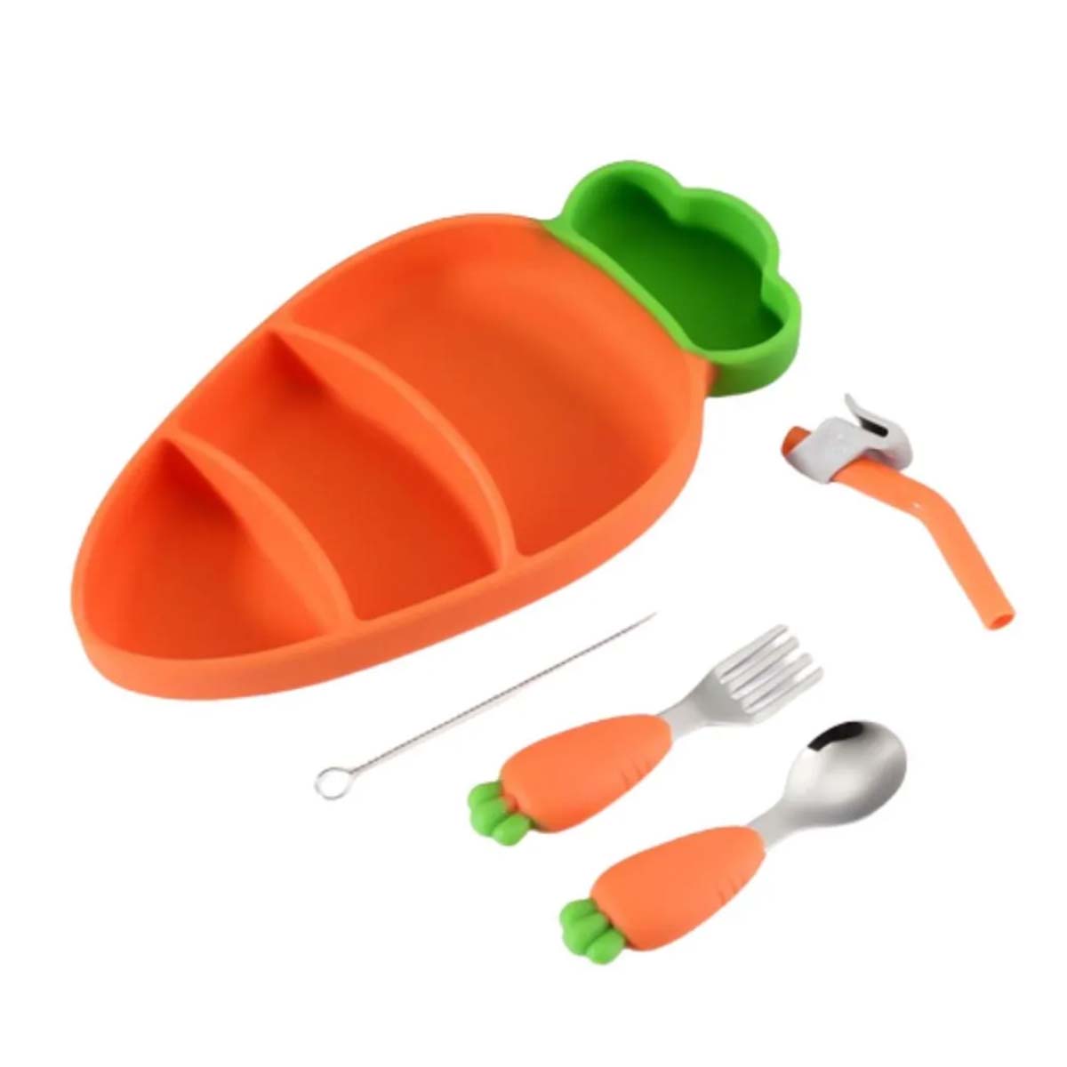 SET PLATO Y CUBIERTOS PARA BEBE ESTILO ZANAHORIA - 1