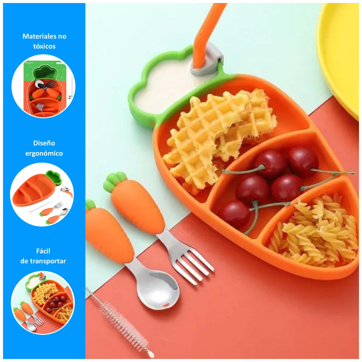SET PLATO Y CUBIERTOS PARA BEBE ESTILO ZANAHORIA - 2