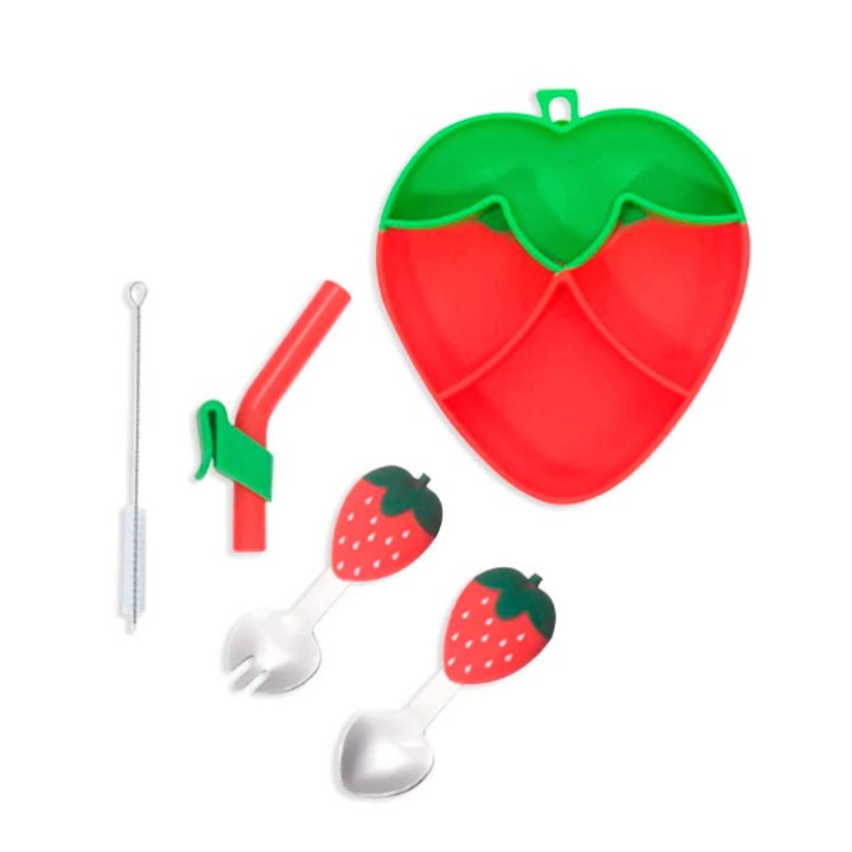 SET PLATO Y CUBIERTOS PARA BEBE ESTILO FRESA - 1