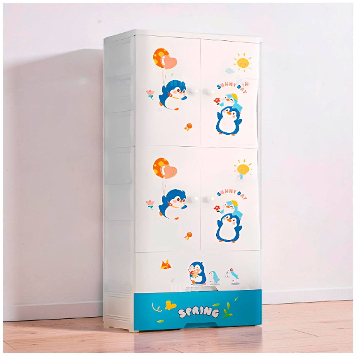 ROPERO DE 2 CUERPOS PLEGABLE DISEÑO PINGÜINO DE 178 CM - 1