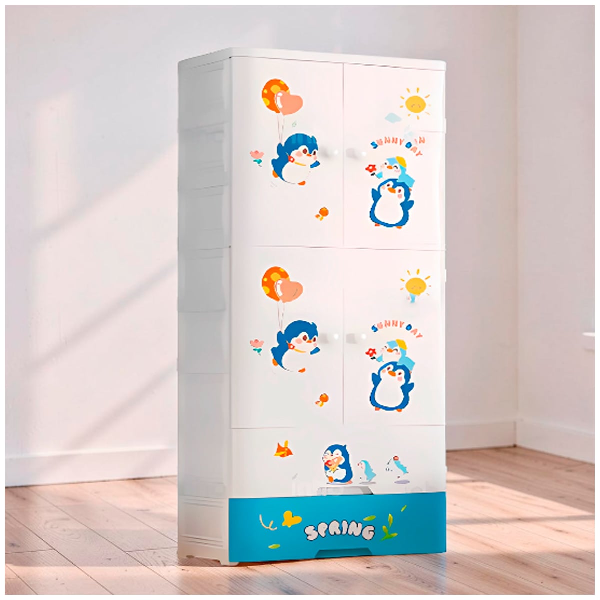 ROPERO DE 2 CUERPOS PLEGABLE DISEÑO PINGÜINO DE 178 CM - 3
