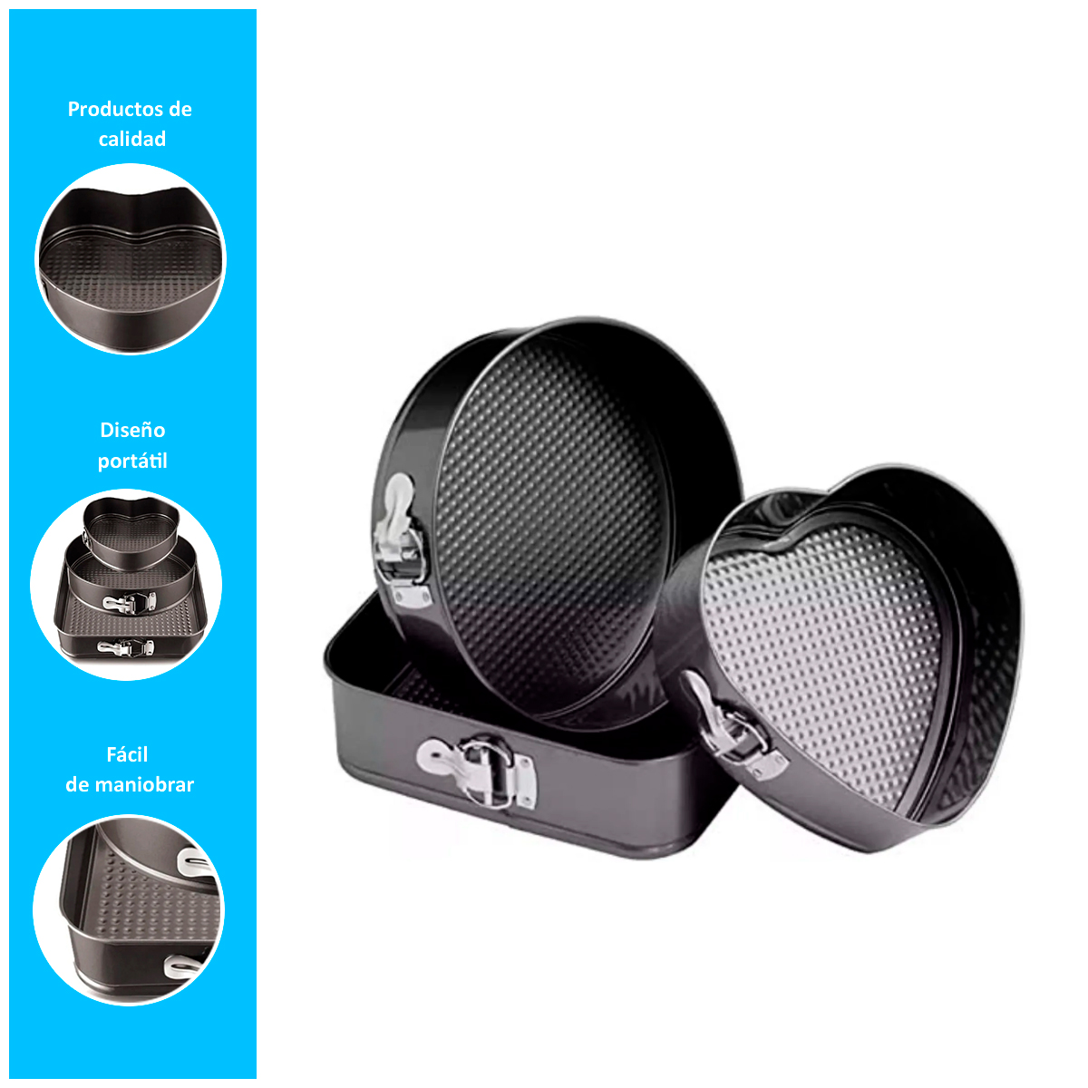 SET DE MOLDES PARA REPOSTERÍA ANTIADHERENTE 3 PIEZAS - 2