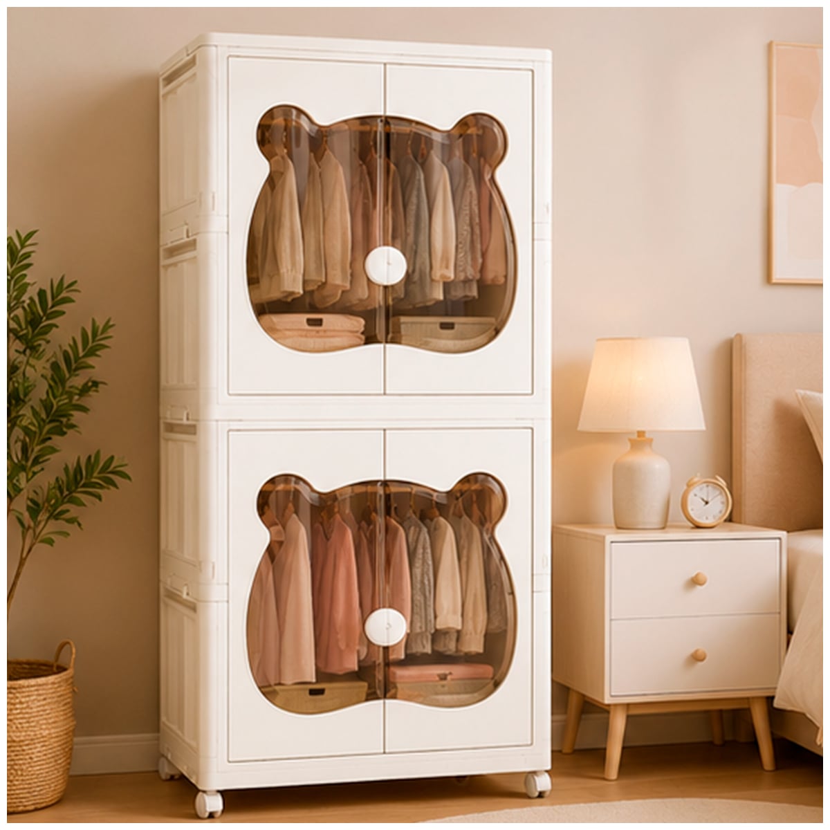 ROPERO DE 2 CUERPOS PLEGABLE DISEÑO PUERTA OSO DE 143CM - 3